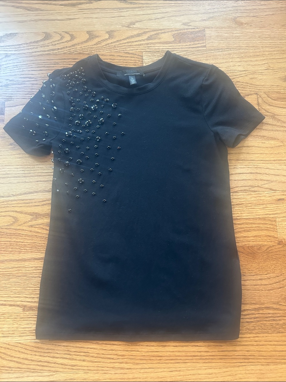 White House Black Market Studded Black T Shirt Size XS